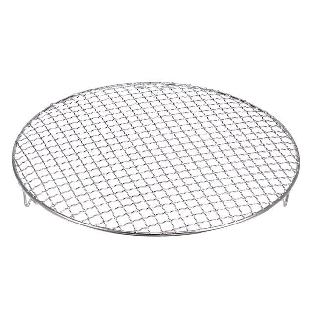 Unique Bargains Grille de Cuisson Ronde, Grille de Barbecue en Fil Croisé en Acier Inoxydable de 13,8 Pouces avec Pieds