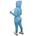 thumbnail image 4 of MAWCLOS Ladies Two Piece Outfit Drawstring Tracksuit Sets Long Sleeve Jogger Set Straight Leg Sports Hooded Neck Sweatsuits Sky Blue 2XL, 4 of 4