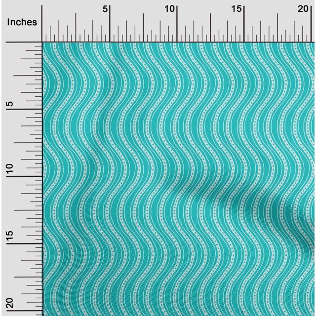 oneOone Silk Tabby Fabric Dot & Waves Block Print Sewing Fabric BTY 42 Inch Wide