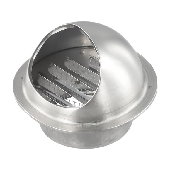 Grille Ronde en Acier Inoxydable pour Sortie d'Air avec Écran Protecteur et Capuchon Hémisphérique pour Évents Muraux Extérieurs