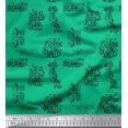 thumbnail image 1 of Soimoi Green Heavy Canvas Fabric Explore The World Text Printed Craft Fabric by the Yard 58 Inch Wide, 1 of 5