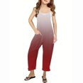 thumbnail image 1 of RXIRUCGD Girls Casual Jumpsuits Gradient Print Sleeveless Summer Rompers Long Pants With Pockets For 5-14 Years( Wine, Size:11 Years ), 1 of 6
