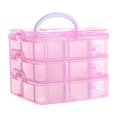 thumbnail image 4 of yuksok 18 Grid Organizer Box 3 Layer Storage Container for Beads Embroidery Jewelry Pink, 4 of 9