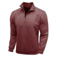 thumbnail image 4 of Penkiiy Chandail à Demi-Glissière pour Homme à Manches Longues, Coupe Ajustée Décontractée, Extensible, Col Montant, Chemises de Travail et de Golf, TG Rouge, 4 of 6