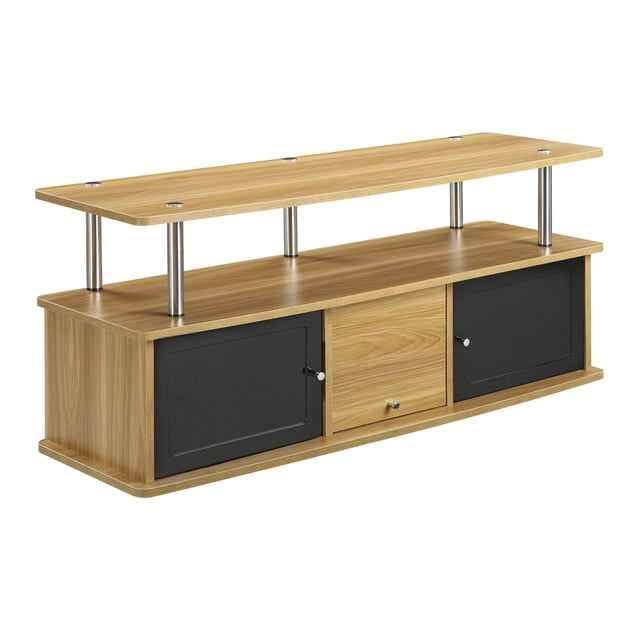 Pemberly Row 47" TV Stand with 3 Cabinets in Light Oak