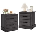 thumbnail image 1 of Gymax Set of 2 Drawer Nightstand Bedside Table Compact Sofa End Table Oak Dark Grey, 1 of 10