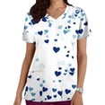 thumbnail image 2 of Hauts de Sarrau pour Femmes, Haut d'Uniforme d'Infirmière à Col en V à Manches Courtes avec Poche, Chemise d'Uniforme Médical Décontractée pour Femmes, 2 of 5