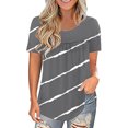 thumbnail image 1 of Pompotops Mode Femmes Dentelle Pachwork Imprimé Manches Courtes O-Cou Tops Casual Blouse, 1 of 6