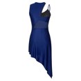 thumbnail image 3 of Aislor Robe de Danse Latine Salsa de Salle pour Femmes, Robe à Ourlet Asymétrique en Patchwork de Maille Transparente, Tenue de Danse, Bleu Marine, M, 3 of 7