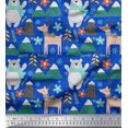 thumbnail image 1 of Soimoi Blue Rayon Fabric Bear & Reindeer Cartoon Decor Fabric Printed Yard 56 Inch Wide, 1 of 5