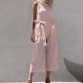 thumbnail image 2 of XZNGL Pantalon d'Été pour Femme Mode Pantalon d'Été Décontracté pour Femme à Rayures Imprimées Sans Manches Col Rond à Lacets Pantalon Droit Combinaison Pantalon d'Été pour Femme Pantalon Décontracté pour Femme, 2 of 7
