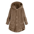thumbnail image 1 of Pisexur Shacket Jacket Women Plu Size Button Plush Top Hooded Loose Cardigan Wool Coat Winter Jacket Pocketed Shirts Fall Jacket Shackets, 1 of 4