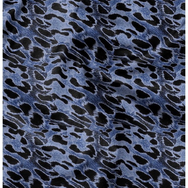 Soimoi Blue Moss Georgette Fabric Leopard Animal Skin Fabric Prints By Yard 42 Inch Wide
