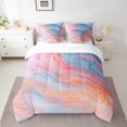 thumbnail image 2 of YST Rainbow Gradient 7-Piece Bedding Set, Blue Marble Full Bedding Sets, Pink Blue Galaxy Comforter Set, 7pcs, 2 of 4