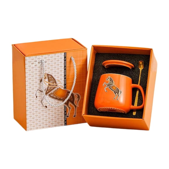 Bwiyojiz Kitchen & Dining Mug Coffee 350ml Capacity Water Cup Horse Patterns Packaging Ceramic Family, Gifts for Women