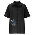 thumbnail image 4 of Mefallenssiah Femmes Imprimer Manches Courtes Bouton en Vrac Col Rabattu Chemise Blouse Solide tops, 4 of 8