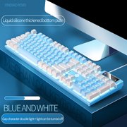 Gaming Keyboard, EDHITNR Ergonomic Mechanical Feel USB Wired Keyboard, Slim LED Backlit Floating Design Spill-Resistant ABS Keycaps RGB Media Controls, Blue