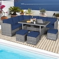 thumbnail image 4 of Gymax 7PCS Rattan Patio Sectional Sofa Set Conversation Set w/ Navy Cushions, 4 of 9