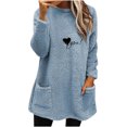 thumbnail image 2 of Hauts pour Femmes Col Rond et Hiver Ample Imprimé Poche Chaud Manches Longues Blouse Hauts Halloween Chandail en Molleton Col Rond en Solde, 2 of 4