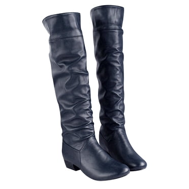 CEHVOM Bottes d'Hiver Élégantes pour Femmes Hauteur Genou Noir Brun Tige Haute Talons Plats Chaussures