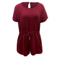 thumbnail image 4 of Fridja Woman's Summer Short Sleeve Solid Color Backless Casual Loose Jumpsuit, 4 of 5
