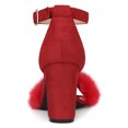 thumbnail image 3 of BLISSFUL STEP Women's Solid Color Faux Fur Ankle Strap Block Heels Sandals, 3 of 6