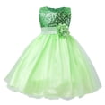 thumbnail image 1 of B91xZ Robe Fleurie pour Filles Sans Manches Taille Haute Ligne A Robe Courte, Vert 6-7 Ans, 1 of 3