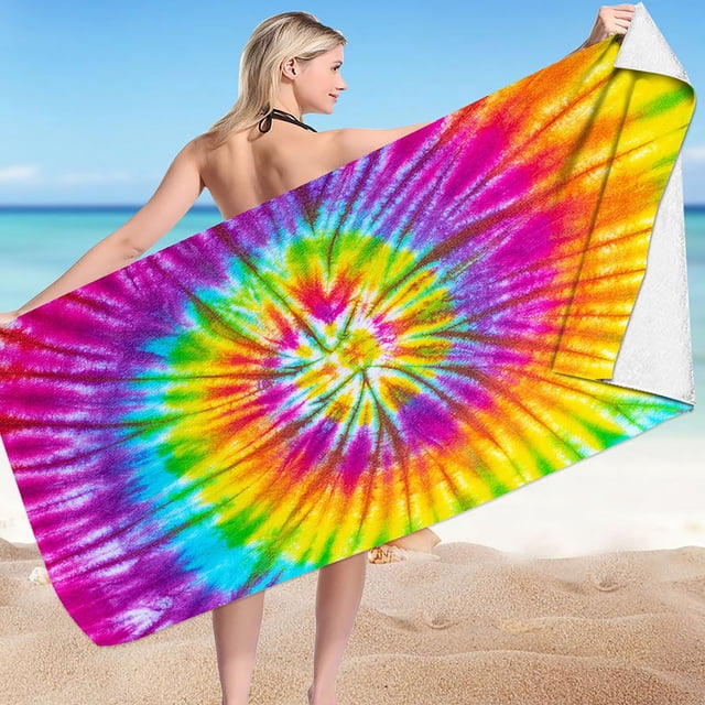 LSLJS Beach Towel Summer Beach Essentials Beach Towels Microfiber Beach Towel Super Lightweight Colorful Bath Towel Sandproof Beach Blanket Multi-Purpose Towel for Travel Swimming Pool 30x60 Inch