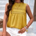 thumbnail image 4 of AherBiu Camisole pour Femmes Boho Décontractée Col Rond Imprimé Ajouré Sans Manches Dos Goutte Lacée Camis de Vacances, 4 of 7