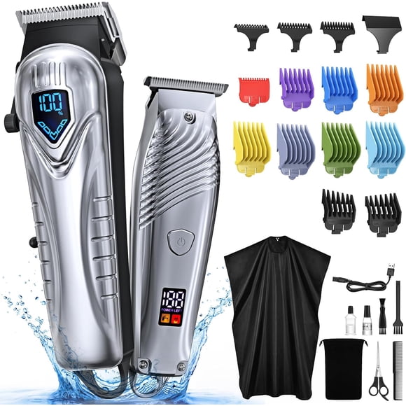 CNV All-in-One Home Hair Cutting Kit with Colorful Attachments, Professional Wireless Barber Clipper with Adjustable Taper Lever, Storage Bag, and Grooming Accessories for Family Use