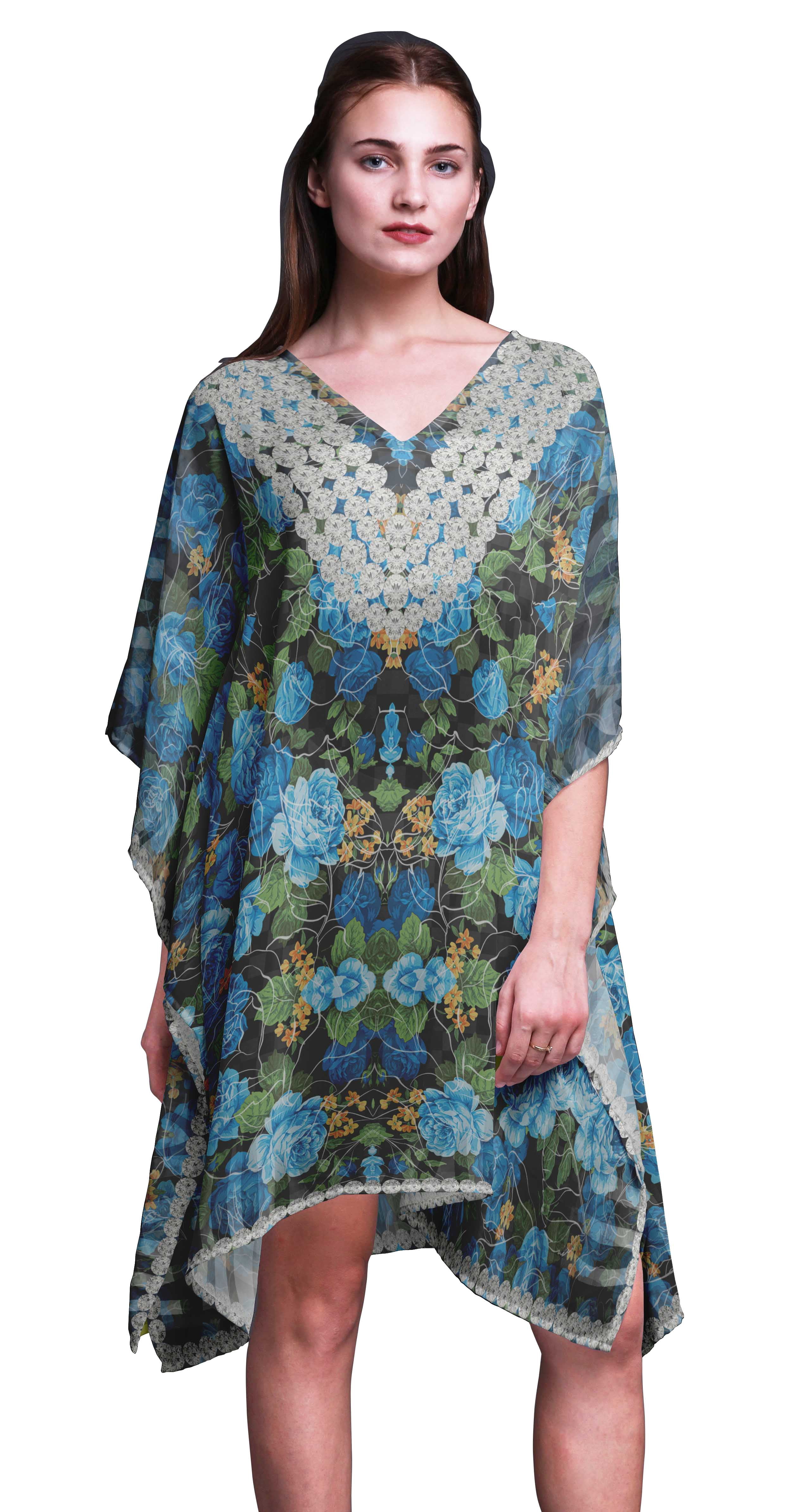 Phagun Caftan Court Robe Midi Plage Maillot de Bain par-Dessus Kaftan pour Femmes-TG-3X
