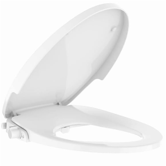 Siège de Toilette Bidet 19 Pouces Non Électrique pour Toilettes Rondes – Buses Doubles, Couvercle à Fermeture en Douceur et Bouton de Commande Manuel, Installation Facile, Idéal pour Salle de Bain à la Maison, Blanc
