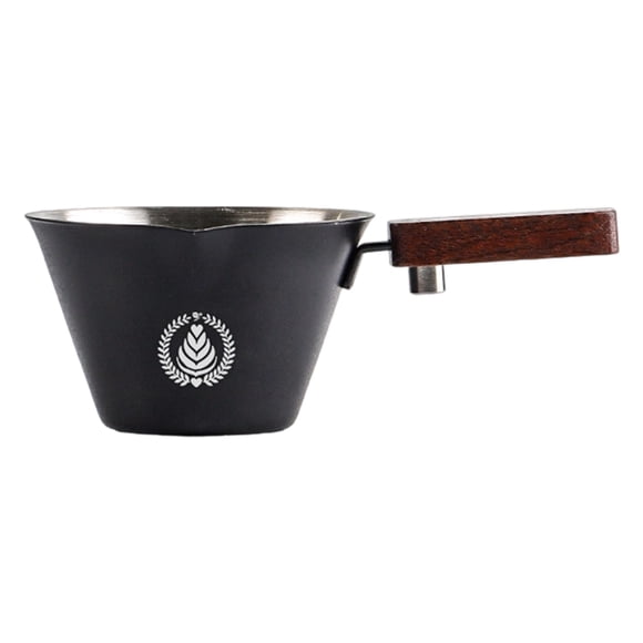 Italian Espresso Measuring Cup with Wooden Handle, Stainless Steel Shot Glass with Ounce Marks, Coffee Extraction Cup