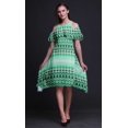 thumbnail image 4 of Bimba Robe Tunique à Épaules Dénudées Imprimée Teinture sur Nœuds Verte pour Femmes - TTG, 4 of 6