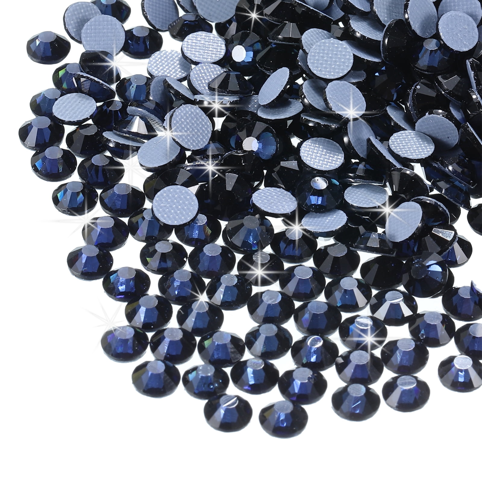 Uxcell Hotfix Rhinestones Flatback Crystal Glass Gems for Craft Clothes DIY Decoration Dark Blue 4.8mm