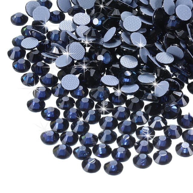Uxcell Hotfix Rhinestones Flatback Crystal Glass Gems for Craft Clothes DIY Decoration Dark Blue 4.8mm