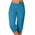 thumbnail image 1 of Timegard Womens Sweatpants Capri Pants Cinch Bottom Solid Color Cropped Joggers Workout Pants with Pockets, 1 of 6