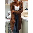 thumbnail image 2 of Women Hooded Open Front Cardigan Cable Knit Sweaters Solid Chunky Long Sweater Coats with Pockets, 2 of 5