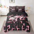 thumbnail image 2 of Erosebridal Pink Racing Car Bed in a Bag Twin size, Neon Geometric Bed Set, Speed Sports Decor, Reversible, 2 of 5