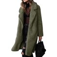 thumbnail image 2 of Innerwin Manteau en Polaire Duveteuse pour Femmes, Veste Mi-Longue à Col Rabattu, Vert Armée TG, 2 of 6