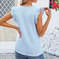 thumbnail image 4 of Timegard Womens Summer Tops Ruffle Cap Sleeve V-Neck Solid Color Comfy Lightweight Blouse Casual Loose Tops, 4 of 4