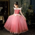 thumbnail image 4 of Princess Robe d'Anniversaire Fille Rose Costume Halloween Noël Déguisement Cosplay Tenue de Fête (avec Accessoires), 4 of 5