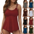 thumbnail image 1 of VBTAPA Tankini Swimsuits for Women Two Piece Modest Bathing Suits Blouson Swim Tank Top with Bottom 2 Pieces Set Daily Sales Brown M, 1 of 8