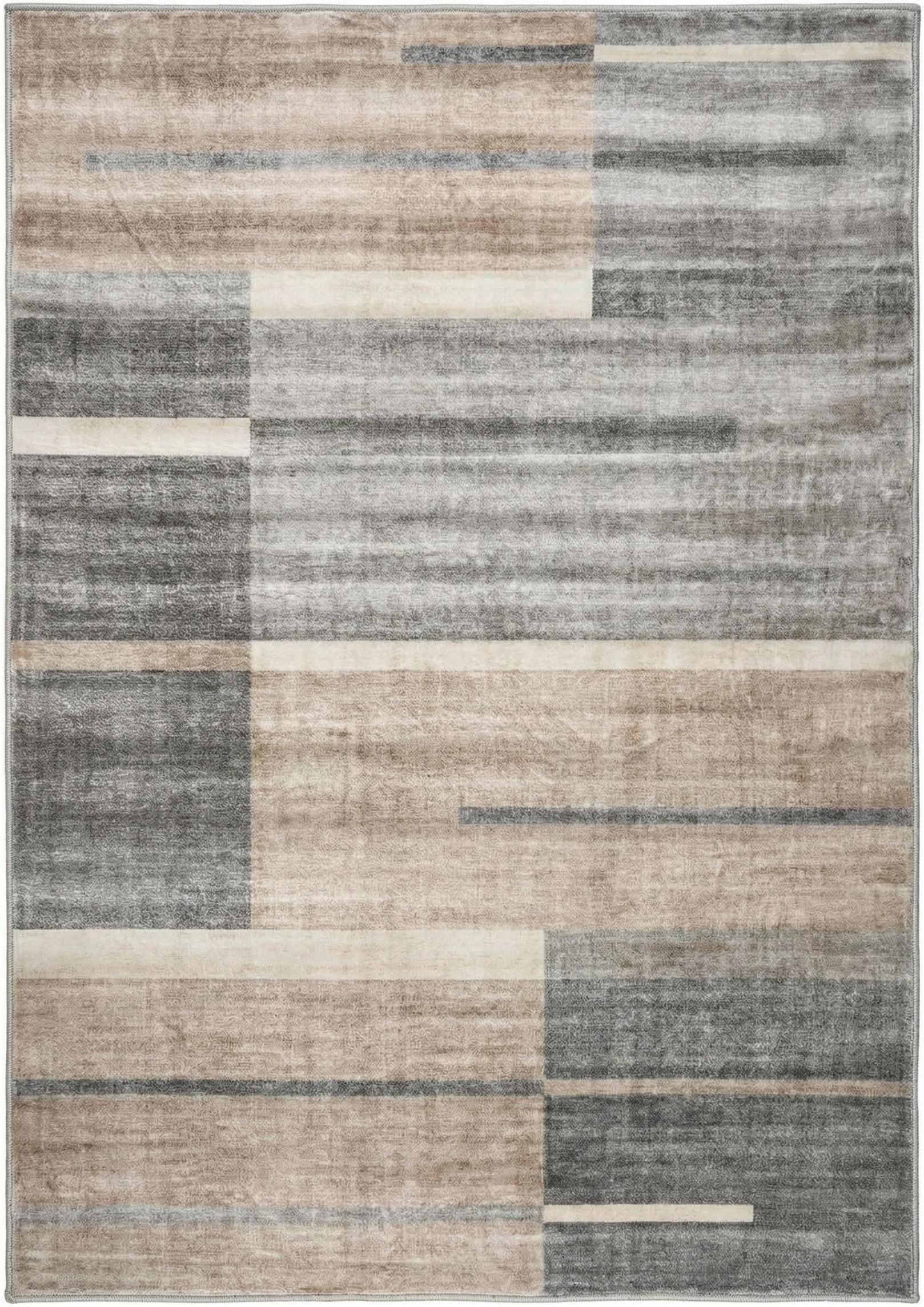 Tapis d'interieur moderne du milieu du siecle Rug Branch Eclipse, marron gris, geometrique - Salon, chambre, salle a manger et bureau
