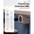 thumbnail image 4 of "PowerCube USB Extra Étendu, Parasurtenseur, Adaptateur de Prise Électrique, Rallonge de 5 Pieds, Multiprise avec 4 Prises et Double Port USB, Bleu", 4 of 7
