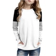 thumbnail image 1 of Posijego Girls Striped Long Sleeve Shirts Kids Round Neck Color Block Tunic Tops Spring T-Shirts Size 4-14 Years, 1 of 6