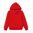 thumbnail image 1 of PMVFHDE Clearance Girls Long Sleeve Sweatshirt Casual Crew Neck Ribbed Tops Loose Fit Pullover,Red,4-5 Years, 1 of 2