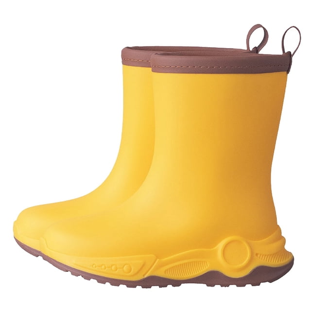 Gyexs Kids Girls Rain Boots Waterproof Handles Easy on Rubber Lightweight Rainboot Waterproof Handles Easy on Rubber Lightweight Rainboot Light Yellow, 9-10 Years
