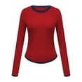 thumbnail image 5 of Timegard Hauts de Sortie pour Femmes Col Ras du Cou Manches Longues Couleur Unie Ajusté Confortable Hauts Courts Décontractés Mode, 5 of 5