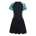thumbnail image 2 of iiniim Maillot de Bain une Pièce pour Femme Grande Taille, Manches Courtes, Maillot Dermoprotecteur, Robe de Natation, Maillot de Plage Modeste, Feuilles Noires, 4TG, 2 of 7
